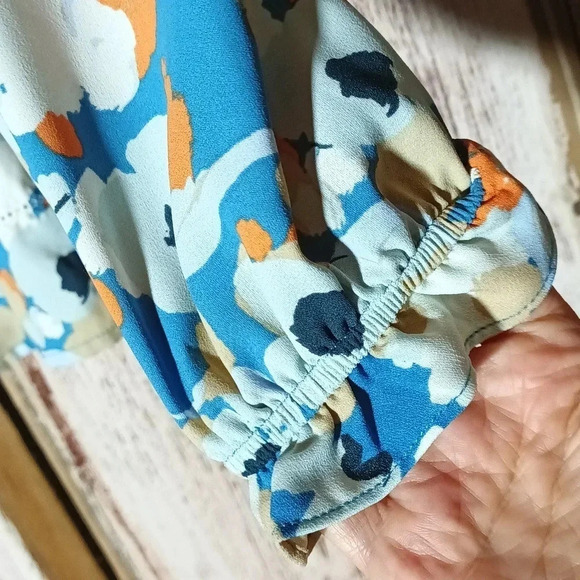 Joie peasant floral boho smocking self tie elastic wrists medium - Picture 9 of 16